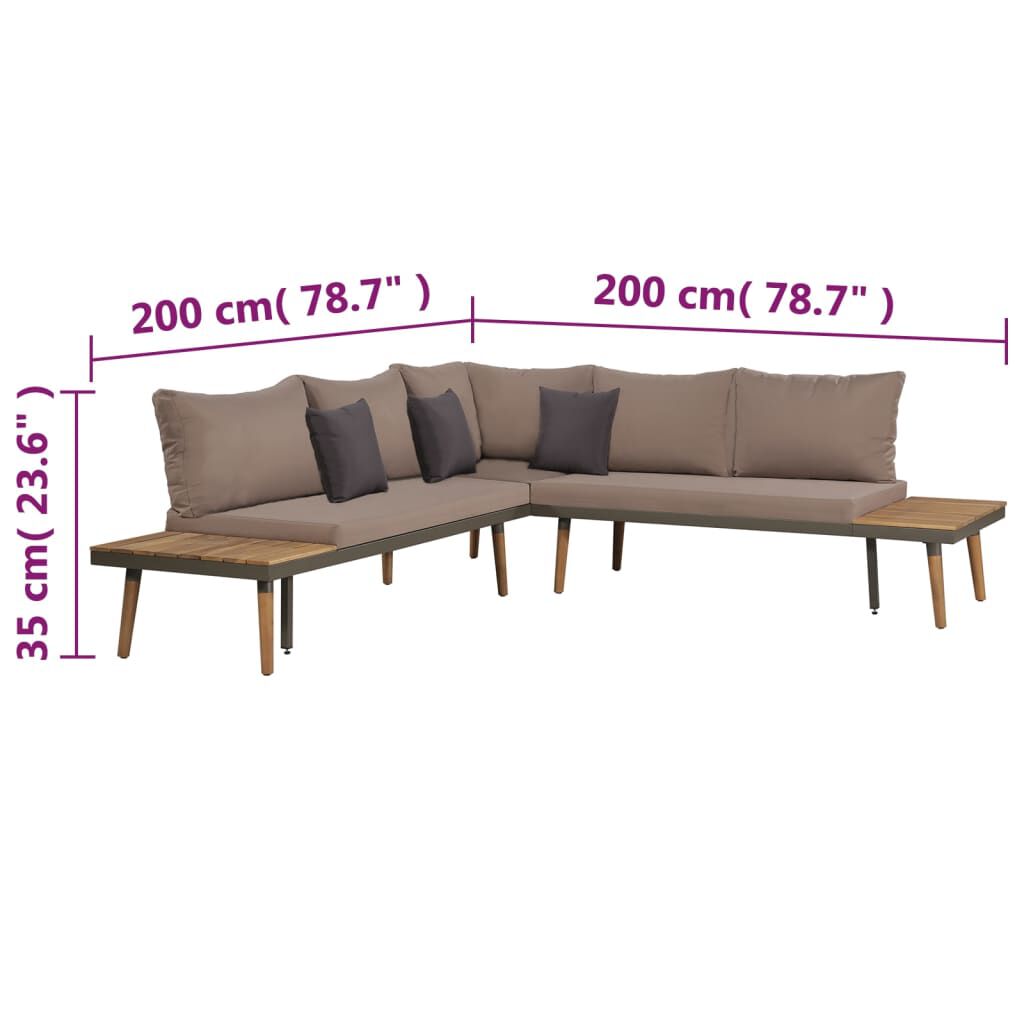 vidaXL 4 Piece Garden Lounge Set with Cushions Solid Acacia Wood Brown
