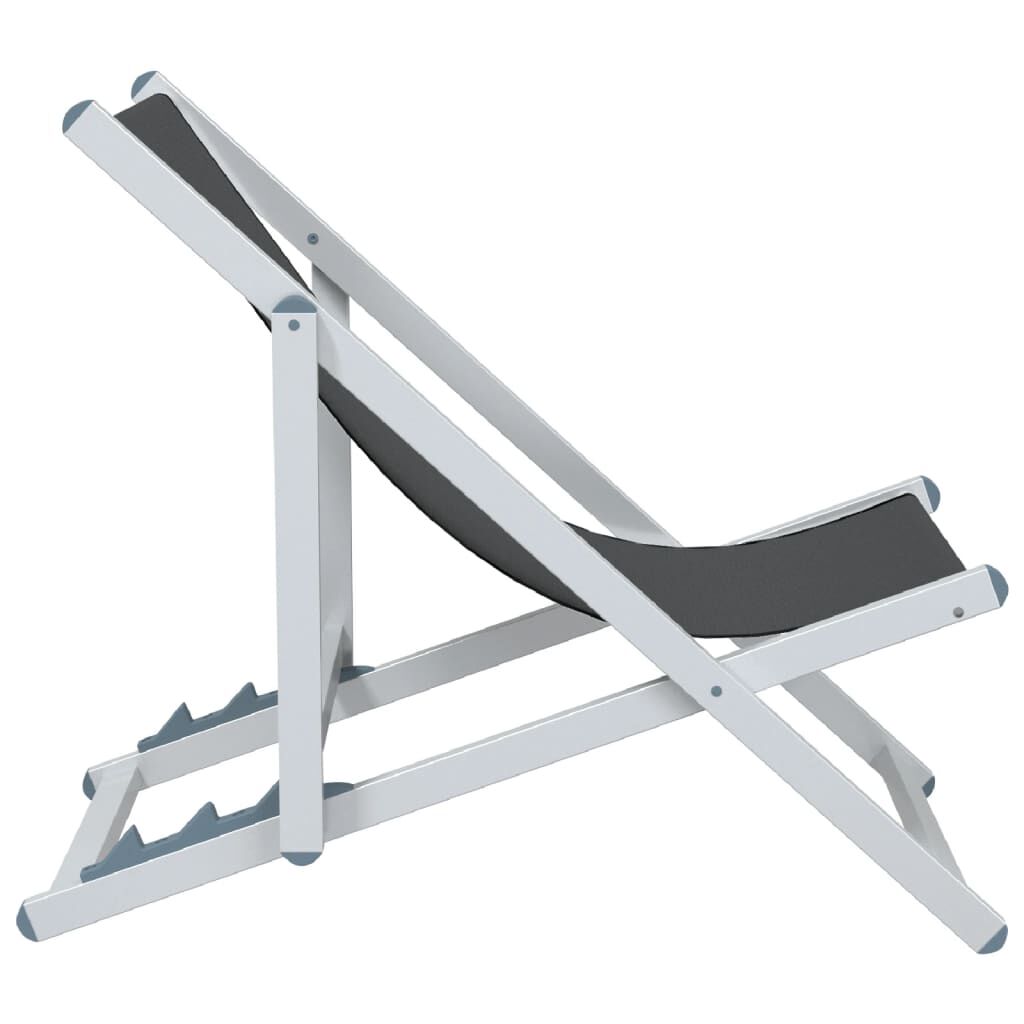 vidaXL Folding Beach Chairs 2 pcs Grey Aluminium and Textilene