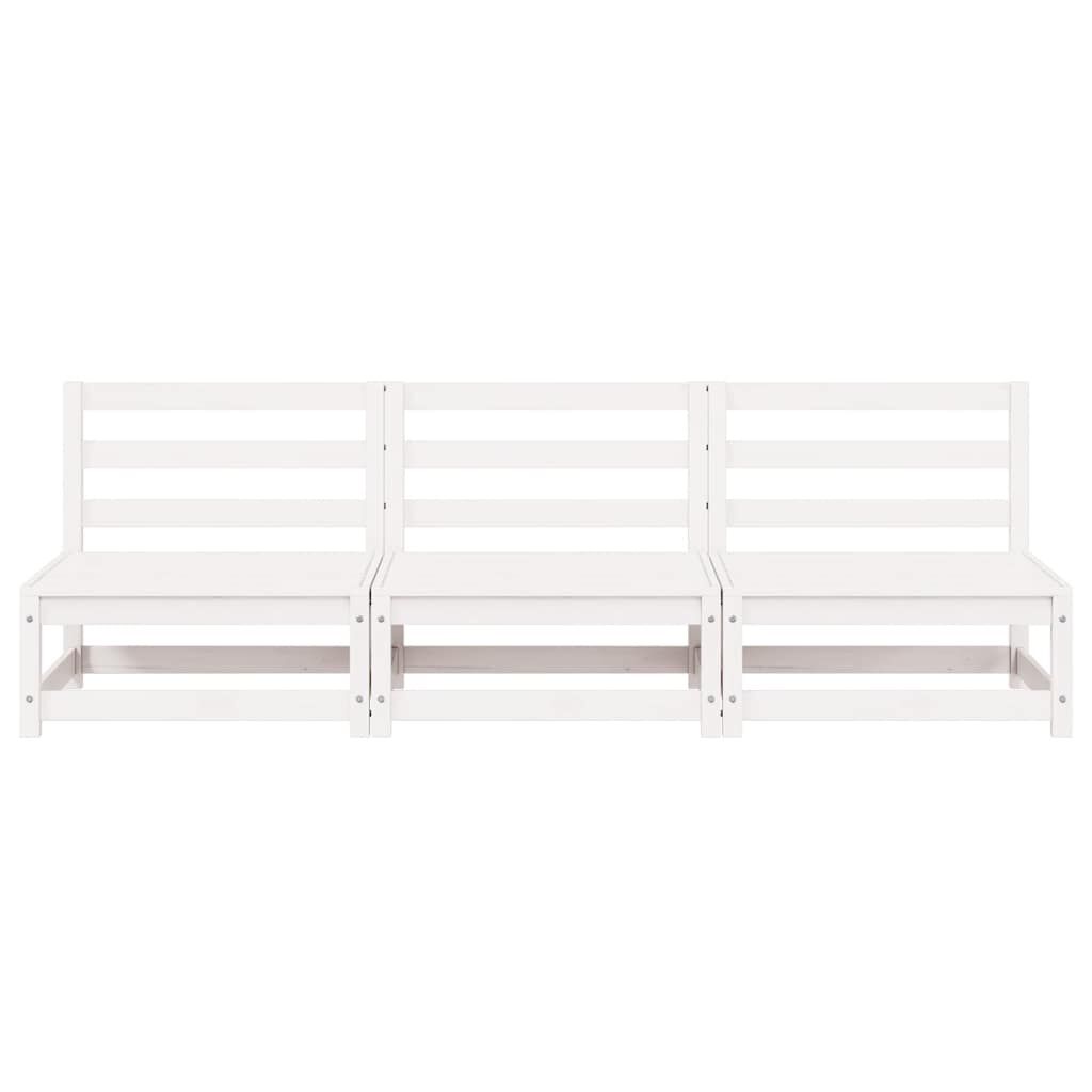 vidaXL Garden Middle Sofas 3 pcs White Solid Wood Pine