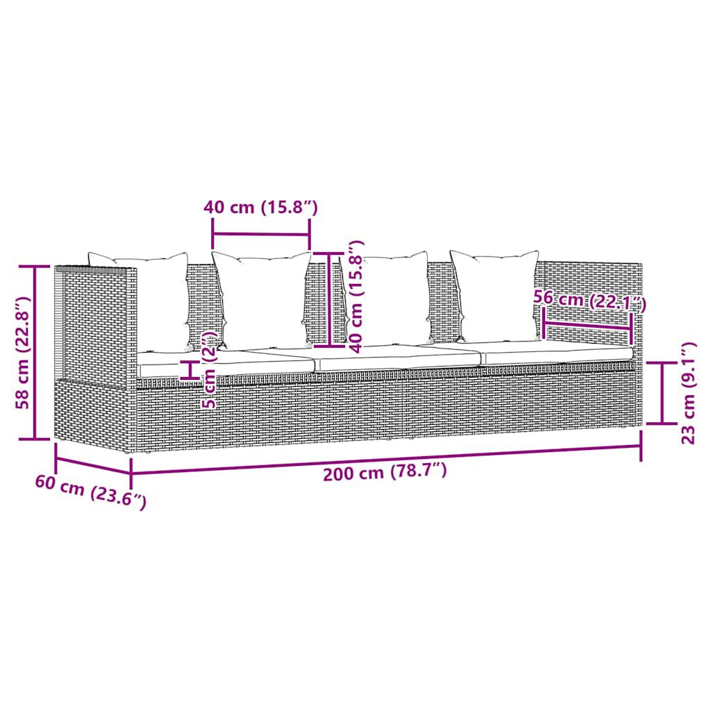 vidaXL Garden Bed Grey 200x60 cm Poly Rattan