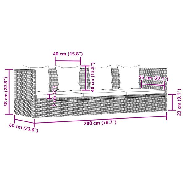 vidaXL Garden Bed Grey 200x60 cm Poly Rattan