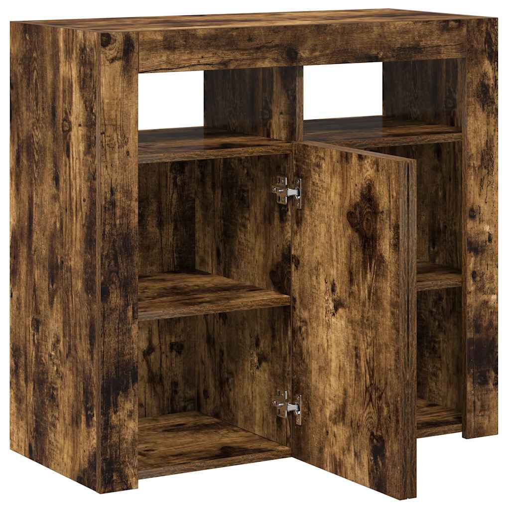 vidaXL Sideboard with LED Lights Smoked Oak 80x35x75 cm