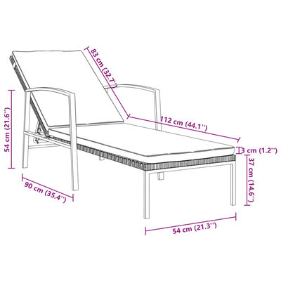 vidaXL Sun Loungers 2 pcs with Table Poly Rattan Brown, brown vidaXL Sun Loungers 2 pcs with Table Poly Rattan Brown