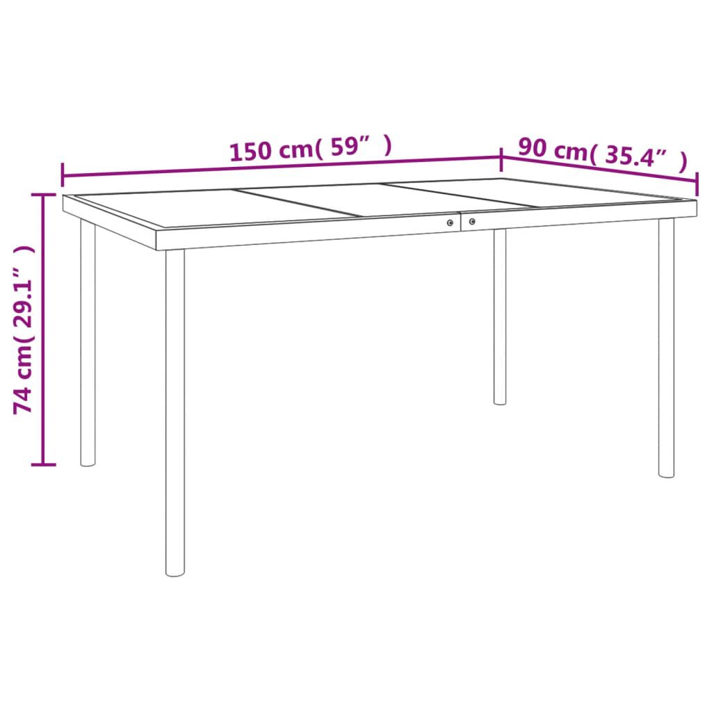 vidaXL 5 Piece Garden Dining Set Black Steel and Textilene