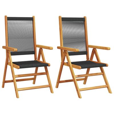vidaXL Garden Chairs 2 pcs Black Solid Wood Acacia and Polypropylene, black vidaXL Garden Chairs 2 pcs Black Solid Wood Acacia and Polypropylene