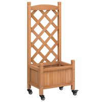 vidaXL Planter with Trellis and Wheels Brown Solid Wood Fir, brown vidaXL Planter with Trellis and Wheels Brown Solid Wood Fir