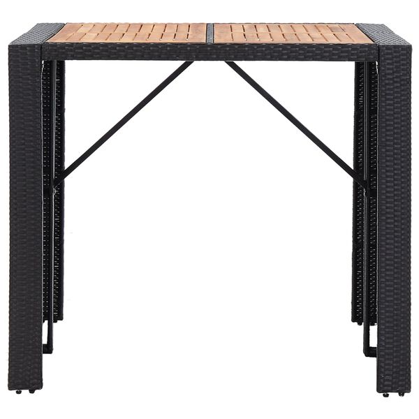 vidaXL 5 Piece Outdoor Bar Set Poly Rattan and Acacia Wood Black