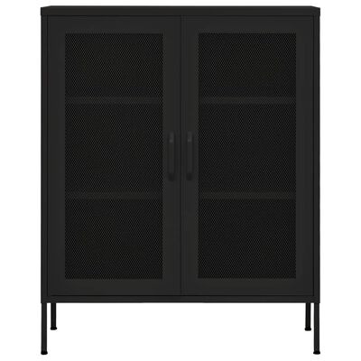 vidaXL Storage Cabinet Black 80x35x101.5 cm Steel, black vidaXL Storage Cabinet Black 80x35x101.5 cm Steel