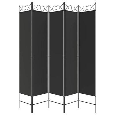 vidaXL 5-Panel Room Divider Black 200x200 cm Fabric, black vidaXL 5-Panel Room Divider Black 200x200 cm Fabric
