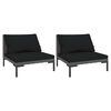 vidaXL Garden Sofas 2pcs with Cushions Half Round Poly Rattan