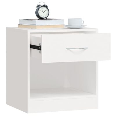 vidaXL Nightstand 2 pcs with Drawer White, white vidaXL Nightstand 2 pcs with Drawer White
