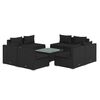 vidaXL 9 Piece Garden Lounge Set with Cushions Poly Rattan Black