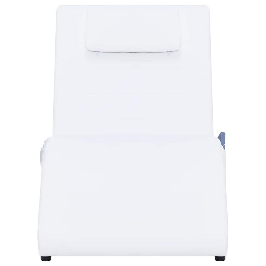 vidaXL Massage Chaise Longue with Pillow White Faux Leather
