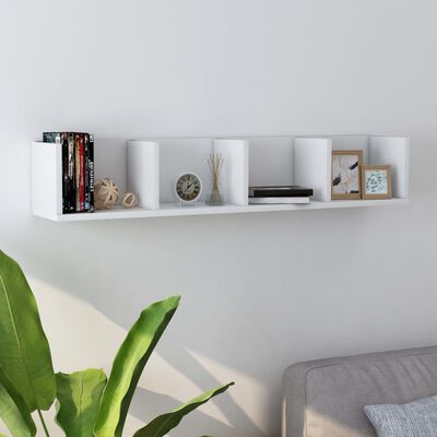 vidaXL CD Wall Shelf White 100x18x18 cm Engineered Wood, white vidaXL CD Wall Shelf White 100x18x18 cm Engineered Wood