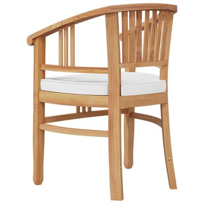 vidaXL 5 Piece Garden Dining Set Solid Wood Teak, cream white vidaXL 5 Piece Garden Dining Set Solid Wood Teak