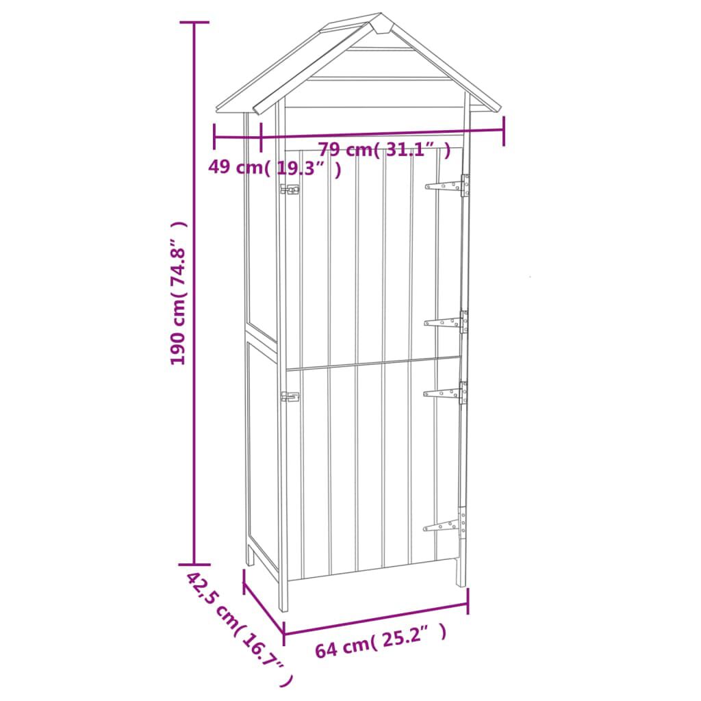 vidaXL Garden Storage Cabinet Brown 42.5x64x190 cm