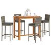 vidaXL 5 Piece Garden Bar Set Grey Solid Wood Acacia and Poly Rattan