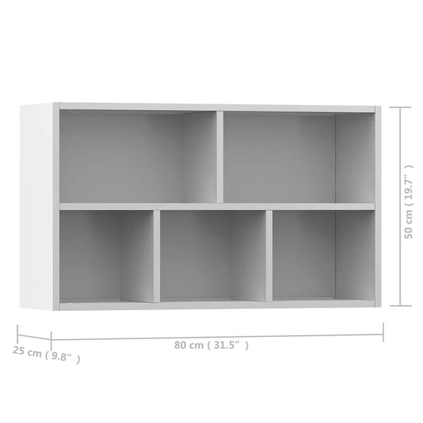 vidaXL Book Cabinet/Sideboard White 50x25x80 cm Engineered Wood
