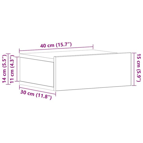 vidaXL Floating Nightstands 2 pcs Sonoma Oak 40x30x15 cm Engineered Wood