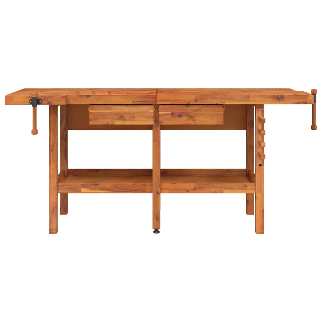 vidaXL Workbench with Drawers and Vices 192x62x83 cm Solid Wood Acacia