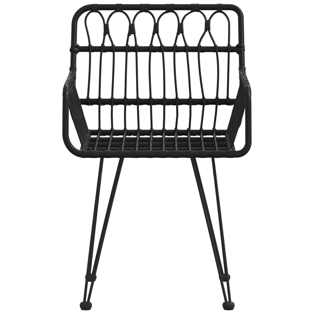 vidaXL Garden Chairs 2 pcs with Armrest Black 56x64x80 cm PE Rattan
