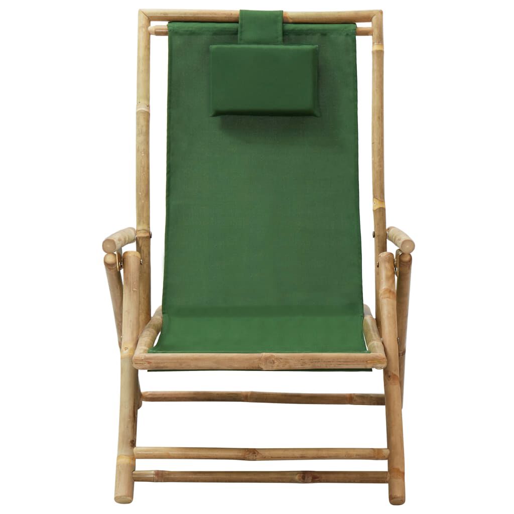 vidaXL Reclining Relaxing Chair Green Bamboo and Fabric
