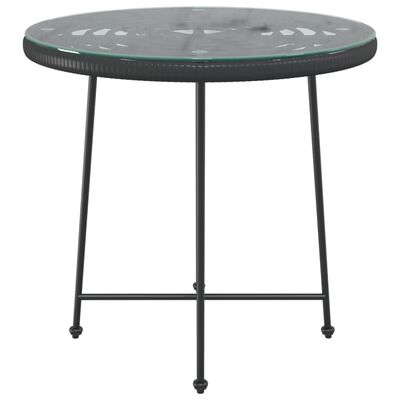 vidaXL Dining Table Black Ø80 cm Tempered Glass and Steel, black vidaXL Dining Table Black Ø80 cm Tempered Glass and Steel