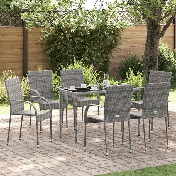 vidaXL Stackable Outdoor Chairs 4 pcs Grey Poly Rattan