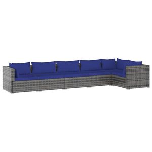 vidaXL 6 Piece Garden Lounge Set with Cushions Poly Rattan Grey