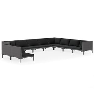 vidaXL 10 Piece Garden Lounge Set with Cushions Poly Rattan Dark Grey