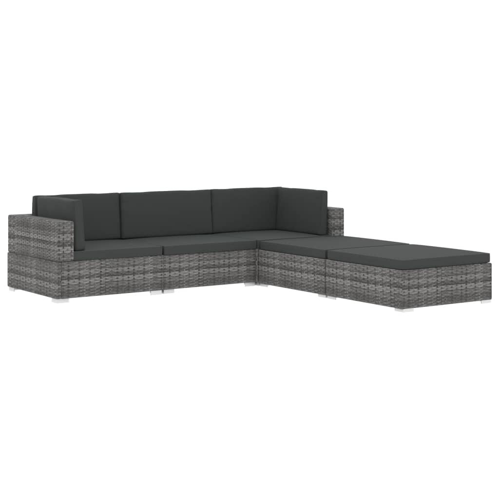 vidaXL Sectional Corner Chair 1 pc with Cushions Poly Rattan Grey