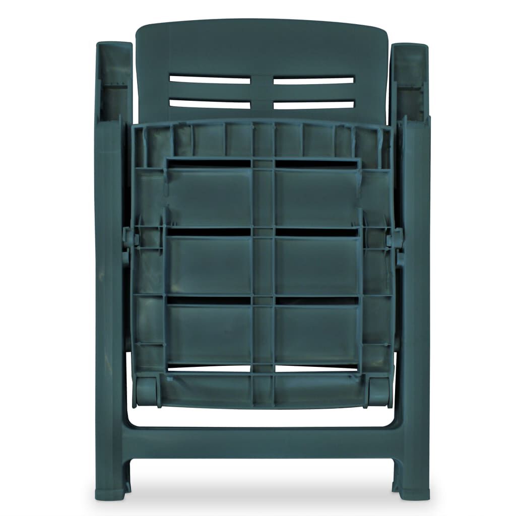 vidaXL Reclining Garden Chairs 2 pcs Plastic Green