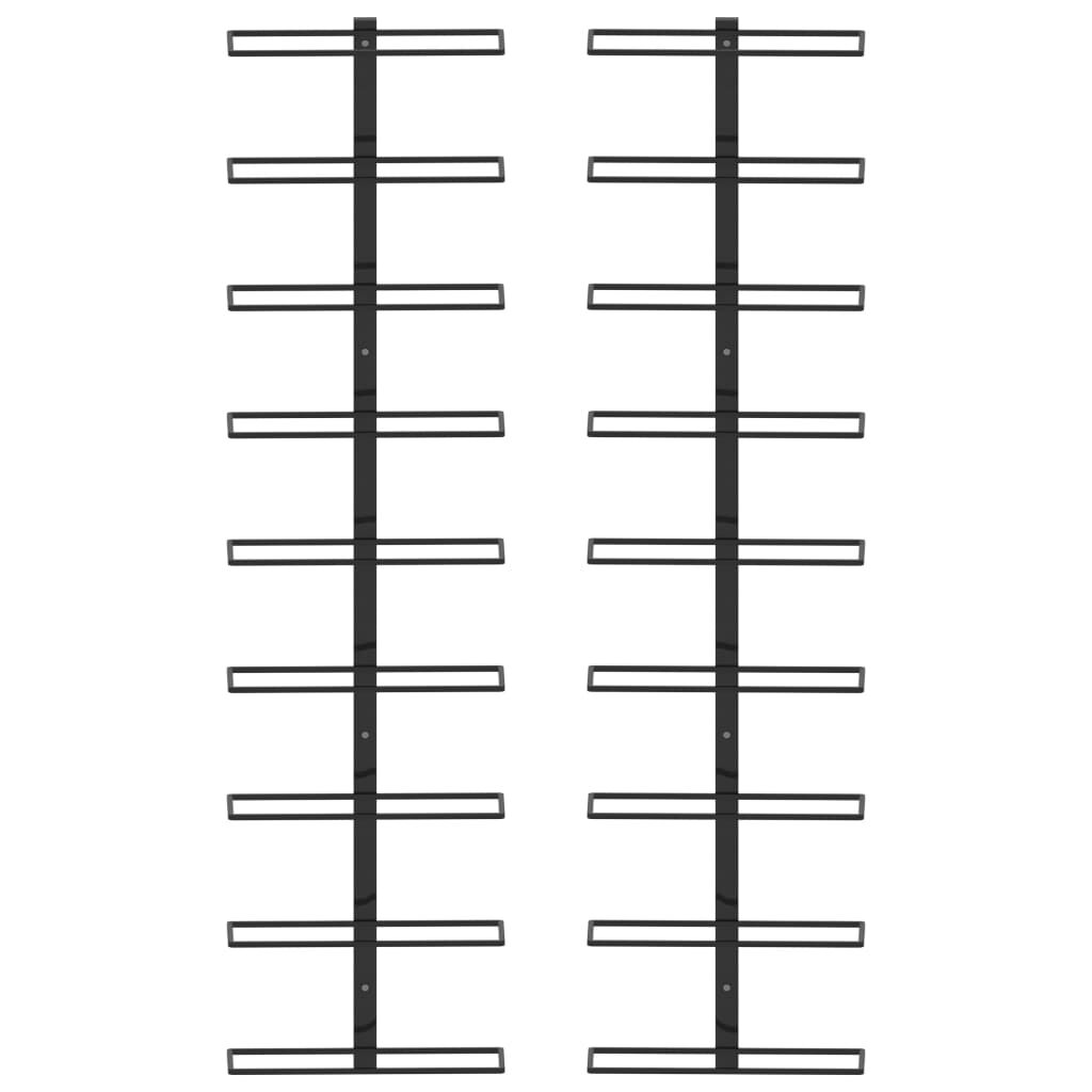 vidaXL Wall-mounted Wine Racks for 18 Bottles 2 pcs Black Iron