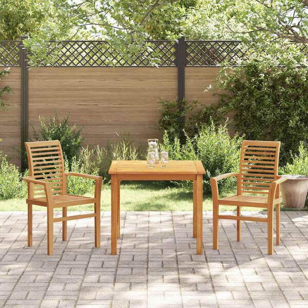 vidaXL Stacking Dining Chairs 2 pcs Solid Teak