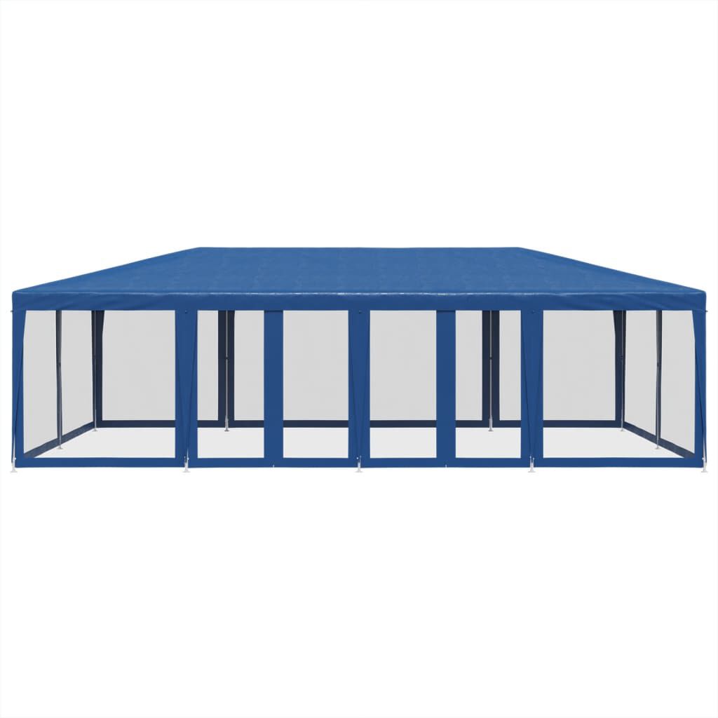 vidaXL Party Tent with 12 Mesh Sidewalls Blue 8x4 m HDPE