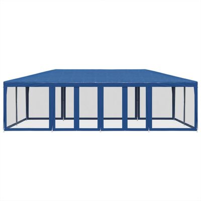 vidaXL Party Tent with 12 Mesh Sidewalls Blue 8x4 m HDPE