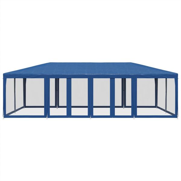 vidaXL Party Tent with 12 Mesh Sidewalls Blue 8x4 m HDPE