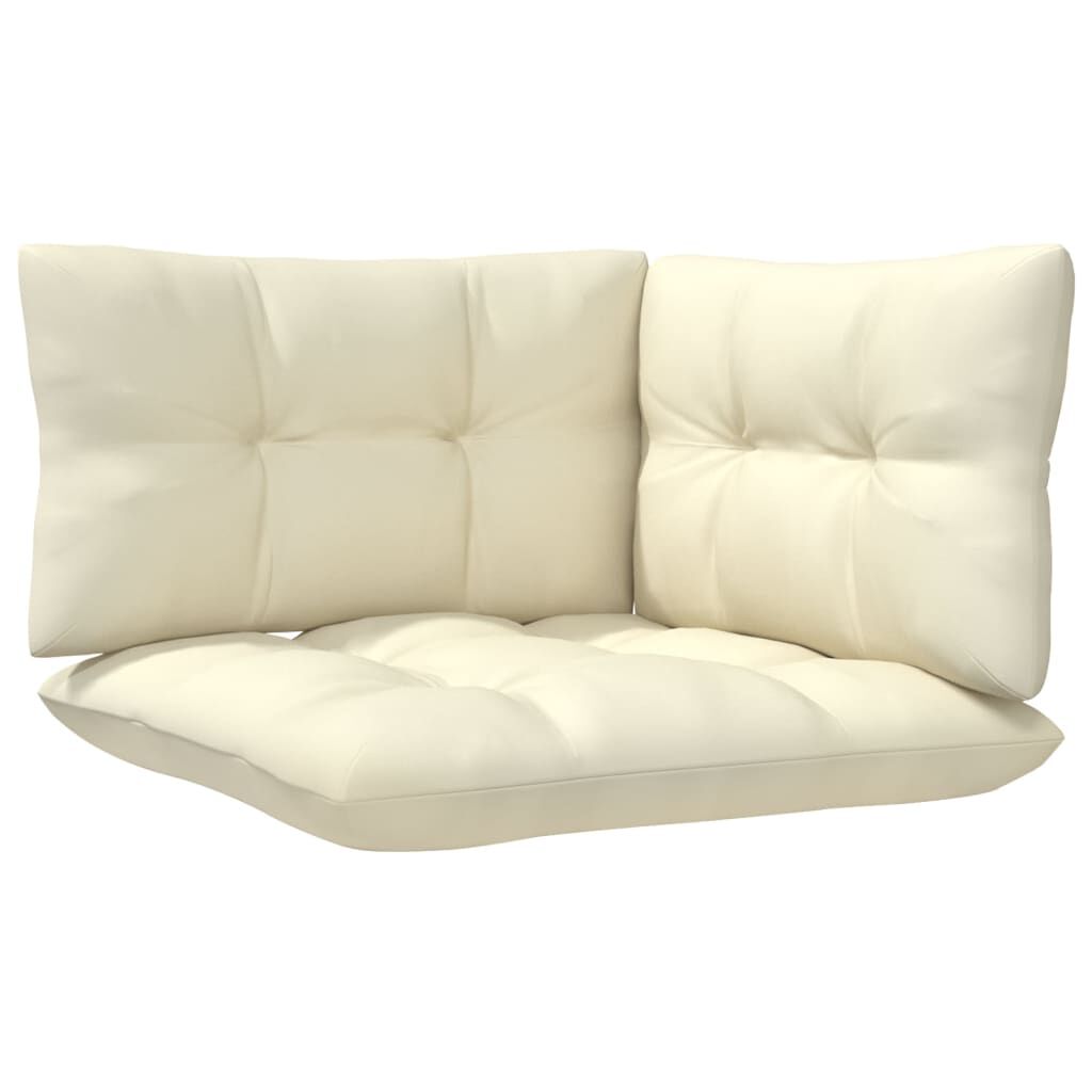 vidaXL 3 Piece Garden Lounge Set with Cream Cushions Solid Pinewood
