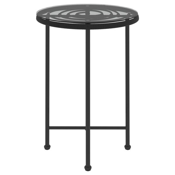 vidaXL Dining Table Black Ø55 cm Tempered Glass and Steel