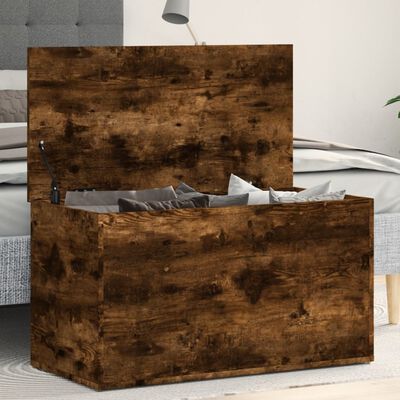vidaXL Storage Chest Smoked Oak 84x42x46 cm Engineered Wood, smoked oak vidaXL Storage Chest Smoked Oak 84x42x46 cm Engineered Wood