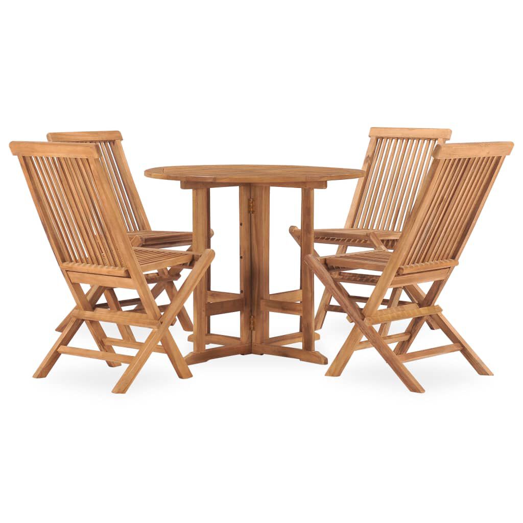 vidaXL 5 Piece Folding Outdoor Dining Set Solid Teak Wood