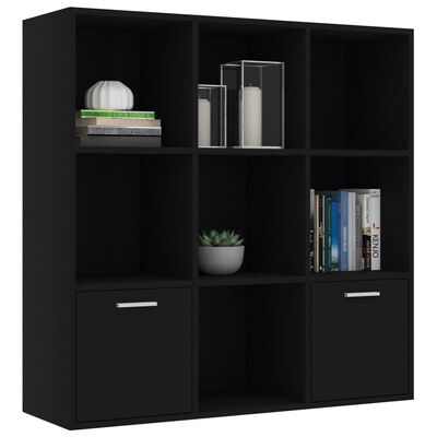 vidaXL Book Cabinet Black 98x30x98 cm Engineered Wood