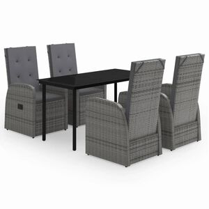vidaXL 5 Piece Garden Dining Set with Cushions Grey