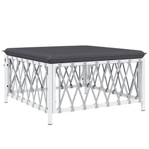 vidaXL Garden Footstool with Cushion White Woven Fabric