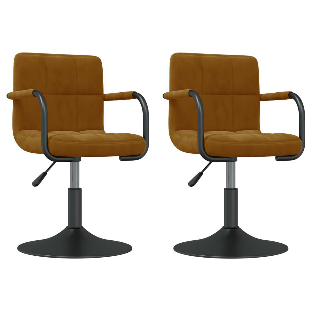 vidaXL Swivel Dining Chairs 2 pcs Brown Velvet
