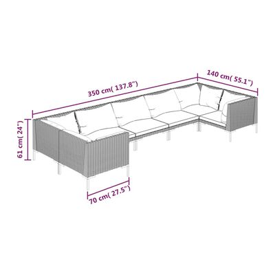 vidaXL 7 Piece Garden Lounge Set with Cushions Poly Rattan Dark Grey,  vidaXL 7 Piece Garden Lounge Set with Cushions Poly Rattan Dark Grey