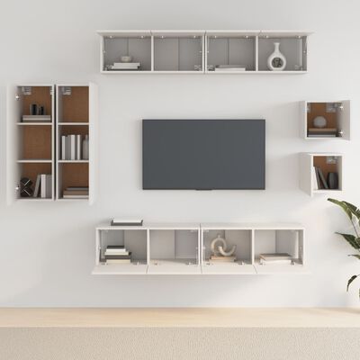 vidaXL 8 Piece TV Cabinet Set White Engineered Wood