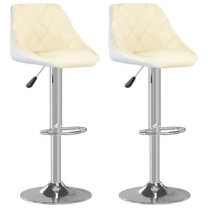 vidaXL Bar Stools 2 pcs Cream and White Faux Leather