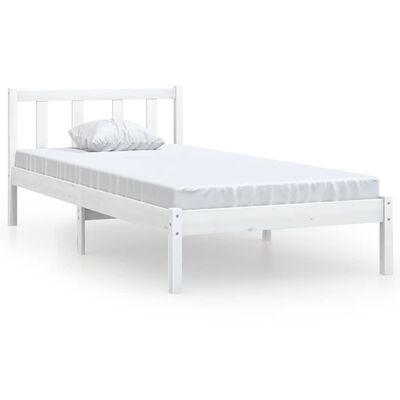 vidaXL Bed Frame without Mattress White Solid Wood 90x200 cm, white vidaXL Bed Frame without Mattress White Solid Wood 90x200 cm