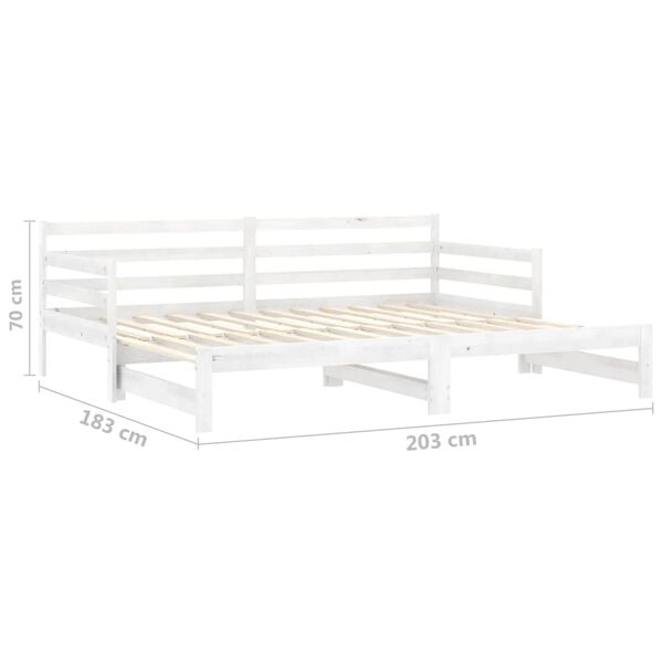 vidaXL Pull-out Day Bed without Mattress White 2x(90x200)cm